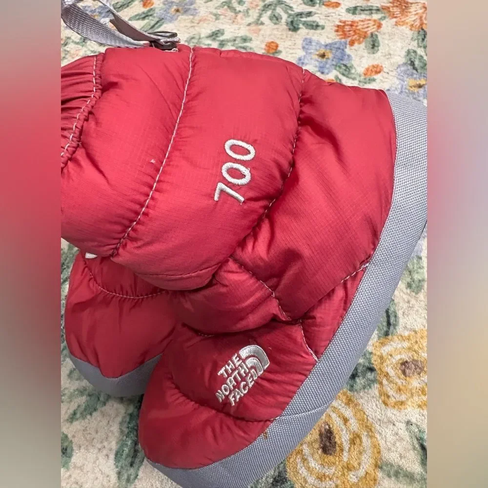 The North Face 700 Goose Down Insulated Boot Slipper Booties Red Small - Picture 5 of 10